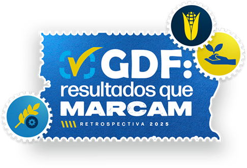 Logo marca GDF mais selos
